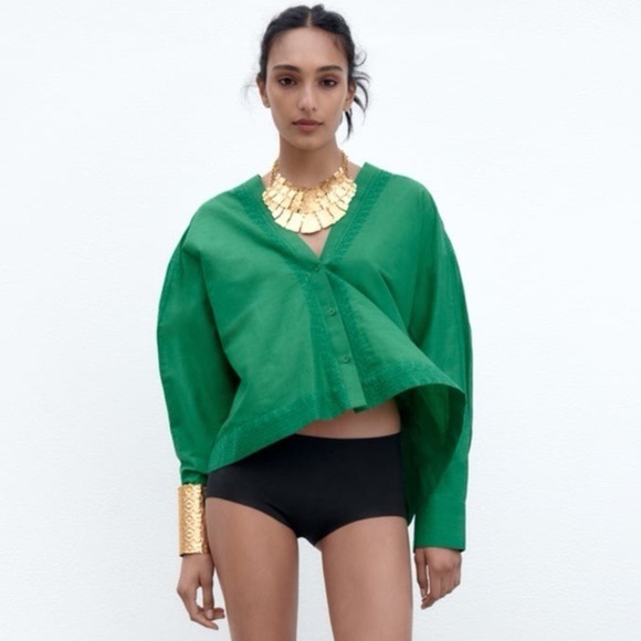 Zara embroidered oversized blouse Size small - Picture 1 of 10